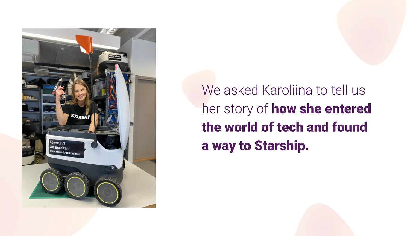 Photo of Karoliina fixing a Starship robot