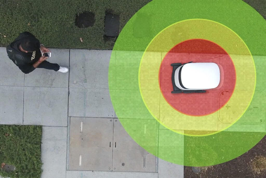 A Starship robot with the sensors activated